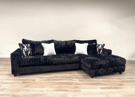 Phannon Black Corduroy Right Arm Facing (RAF) Sectional by Happy Homes at Eve Furniture