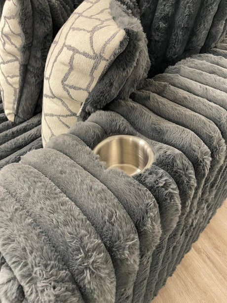 Phannon Charcoal Corduroy Right Arm Facing (RAF) Sectional by Happy Homes at Eve Furniture