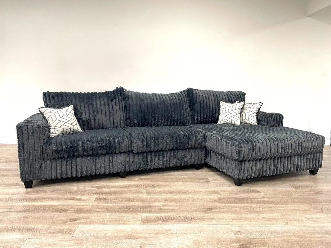 Phannon Charcoal Corduroy Right Arm Facing (RAF) Sectional by Happy Homes at Eve Furniture