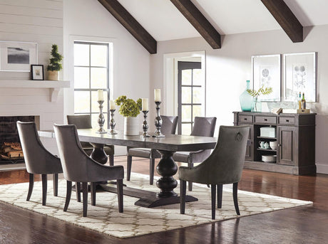 Phelps Antique Noir/Gray 8-Piece Rectangular Trestle Dining Set by Coaster at Eve Furniture