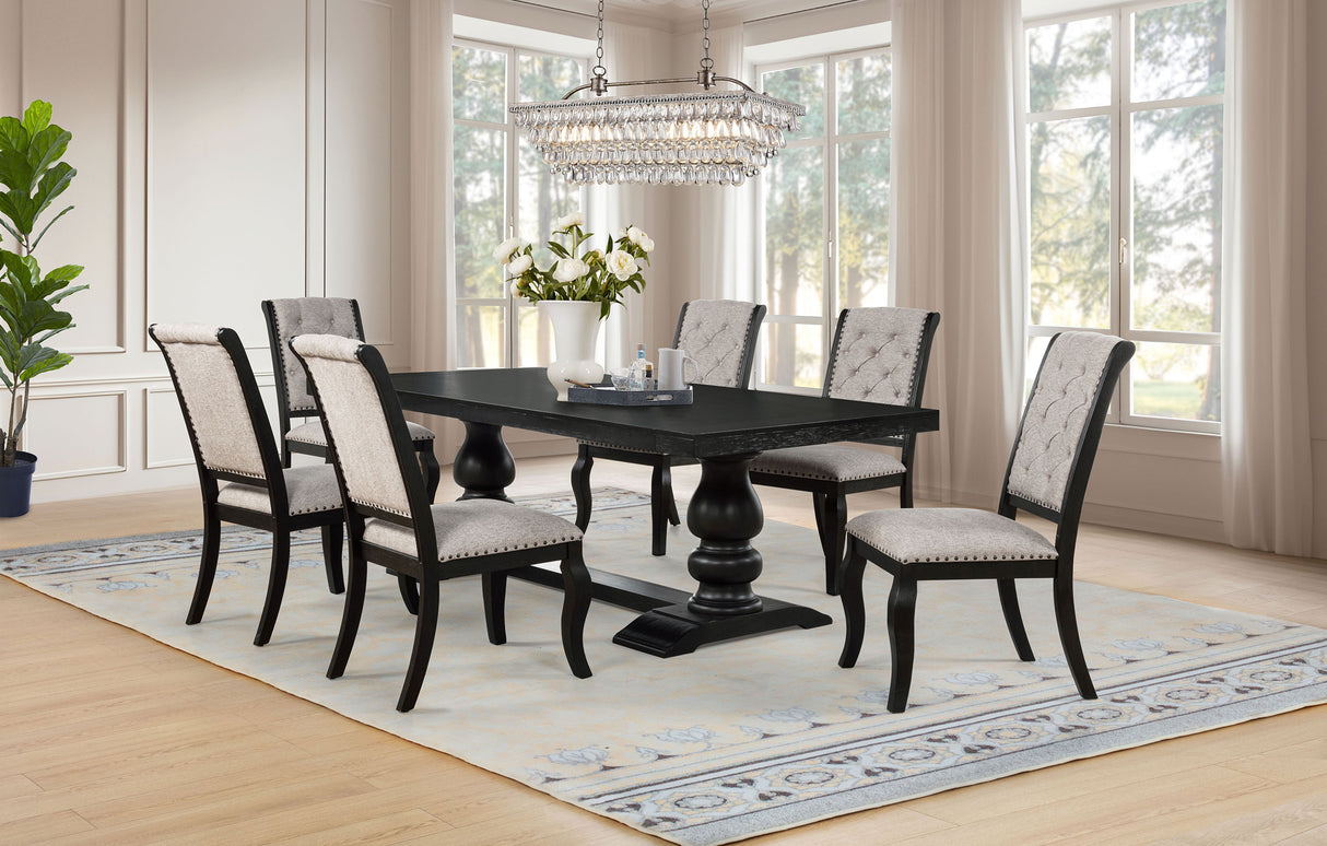 Phelps Distressed Noir 7-piece Rectangular Dining Table Set by Coaster at Eve Furniture