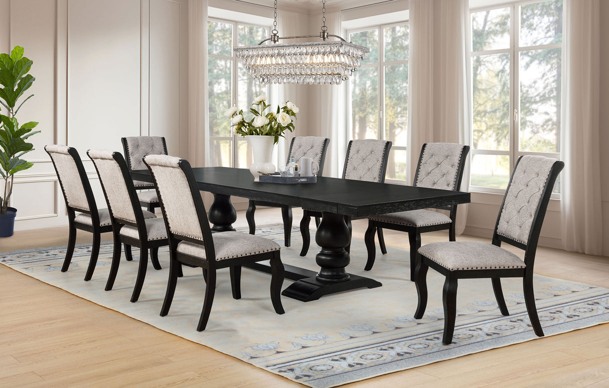 Phelps Distressed Noir 9-piece Rectangular Dining Table Set by Coaster at Eve Furniture
