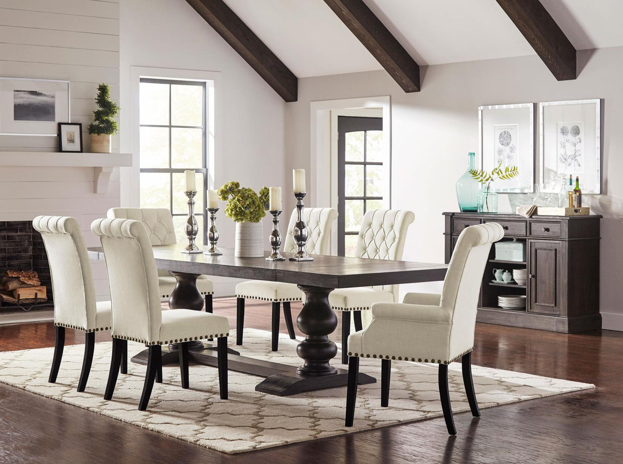 Phelps Antique Noir/Beige 5-Piece Rectangular Trestle Dining Set