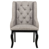 Phelps Tan Distressed Noir Upholstered Dining Arm Chair (Set of 2) by Coaster at Eve Furniture