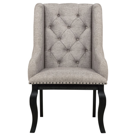 Phelps Tan Distressed Noir Upholstered Dining Arm Chair (Set of 2) by Coaster at Eve Furniture