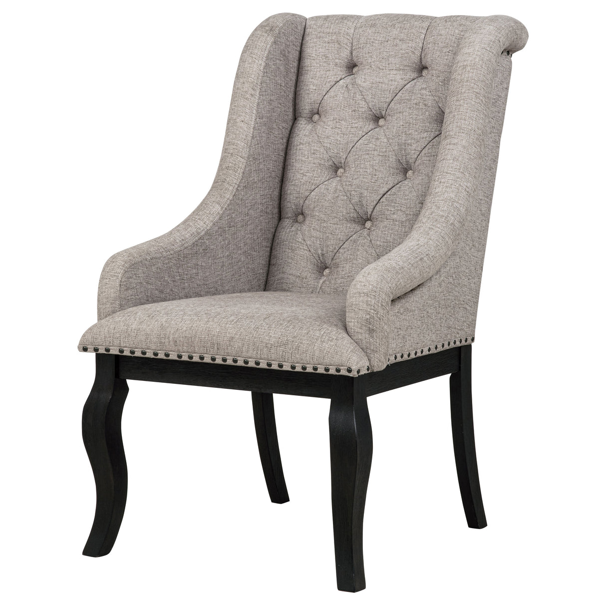 Phelps Tan Distressed Noir Upholstered Dining Arm Chair (Set of 2) by Coaster at Eve Furniture