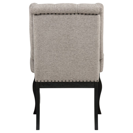 Phelps Tan Distressed Noir Upholstered Dining Arm Chair (Set of 2) by Coaster at Eve Furniture