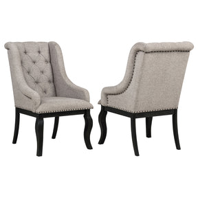 Phelps Tan Distressed Noir Upholstered Dining Arm Chair (Set of 2) by Coaster at Eve Furniture