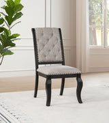 Phelps Tan Distressed Noir Upholstered Dining Side Chair (Set of 2) by Coaster at Eve Furniture