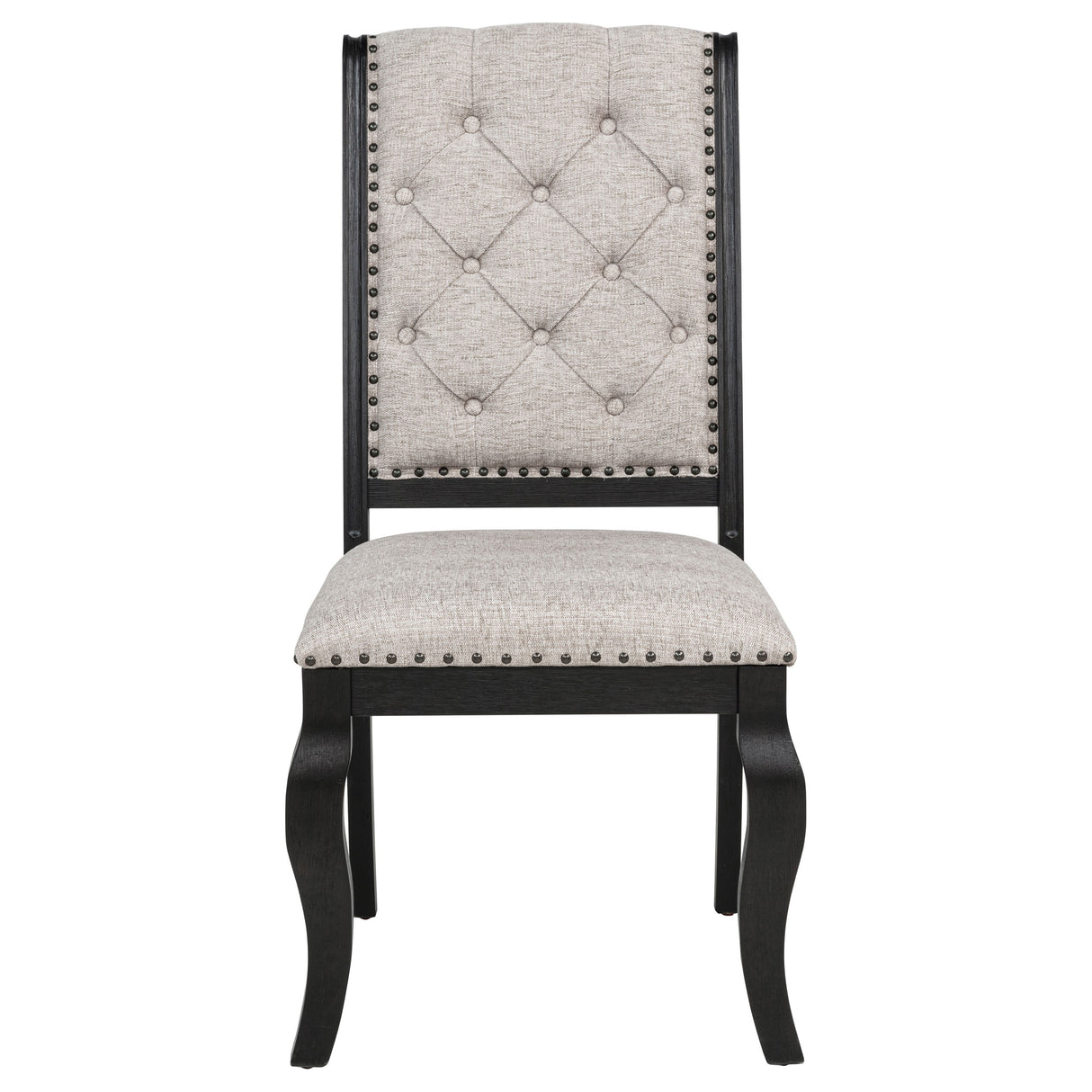 Phelps Tan Distressed Noir Upholstered Dining Side Chair (Set of 2) by Coaster at Eve Furniture