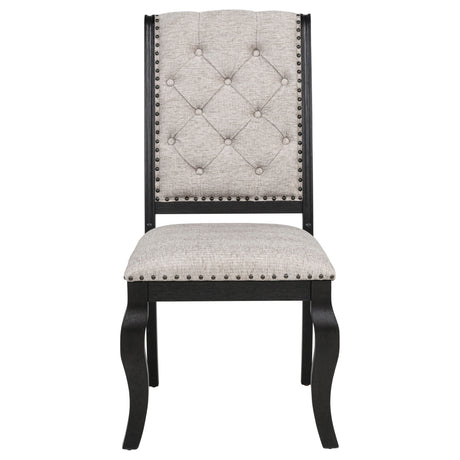 Phelps Tan Distressed Noir Upholstered Dining Side Chair (Set of 2) by Coaster at Eve Furniture