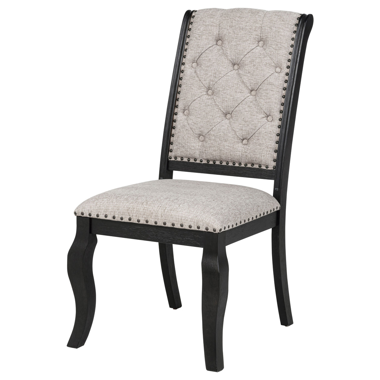 Phelps Tan Distressed Noir Upholstered Dining Side Chair (Set of 2) by Coaster at Eve Furniture