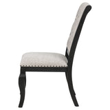 Phelps Tan Distressed Noir Upholstered Dining Side Chair (Set of 2) by Coaster at Eve Furniture