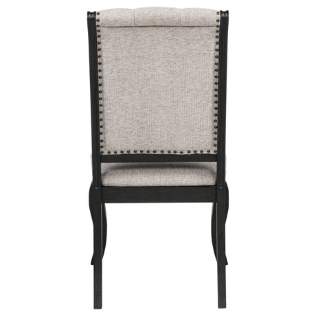 Phelps Tan Distressed Noir Upholstered Dining Side Chair (Set of 2) by Coaster at Eve Furniture