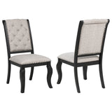 Phelps Tan Distressed Noir Upholstered Dining Side Chair (Set of 2) by Coaster at Eve Furniture