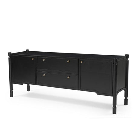 Phil Black Wood 2 Door 1 Drawer w/ Pull Down Media Console by Mercana at Eve Furniture