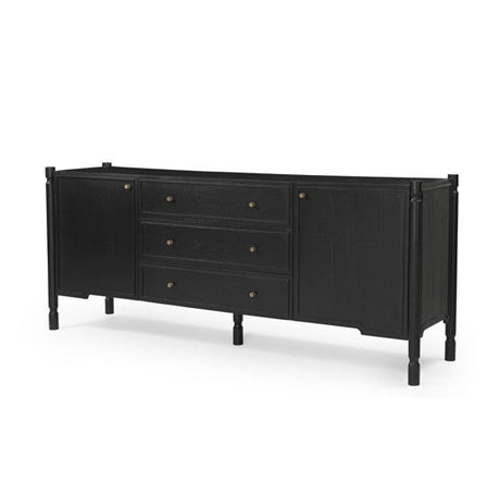 Phil Black Wood 2 Door 3 Drawer Closed Sideboard by Mercana at Eve Furniture