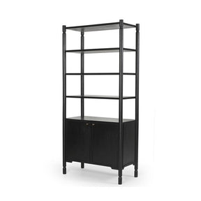 Phil Black Wood 2 Door 3 Shelves Open Shelving Unit by Mercana at Eve Furniture
