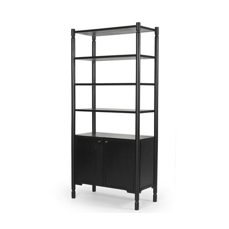 Phil Black Wood 2 Door 3 Shelves Open Shelving Unit by Mercana at Eve Furniture