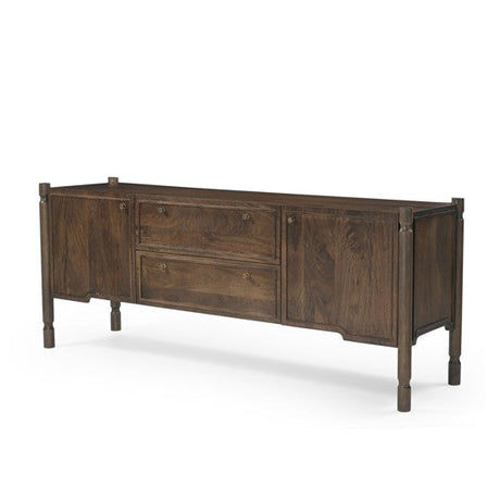 Phil Dark Brown Wood 2 Door 1 Drawer w/ Pull Down Media Console by Mercana at Eve Furniture