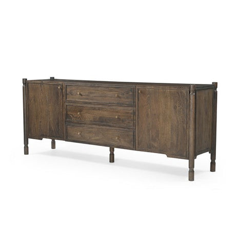 Phil Dark Brown Wood 2 Door 3 Drawer Closed Sideboard by Mercana at Eve Furniture