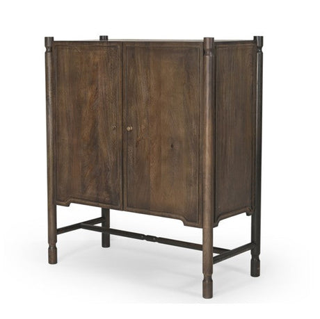 Phil Dark Brown Wood 2 Door Bar Cabinet by Mercana at Eve Furniture
