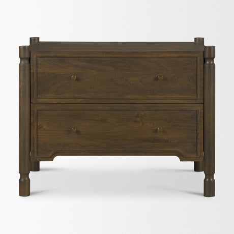 Phil Dark Brown Wood 2 Drawer Accent Cabinet by Mercana at Eve Furniture