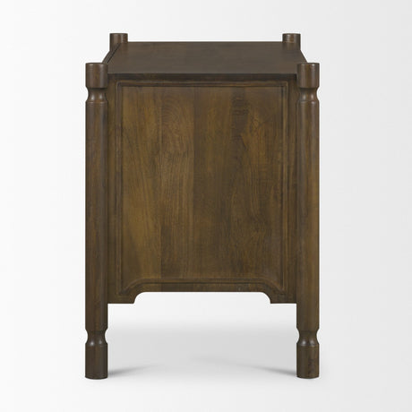 Phil Dark Brown Wood 2 Drawer Accent Cabinet by Mercana at Eve Furniture