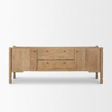 Phil Light Brown Wood 2 Door 1 Drawer w/ Pull Down Media Console by Mercana at Eve Furniture