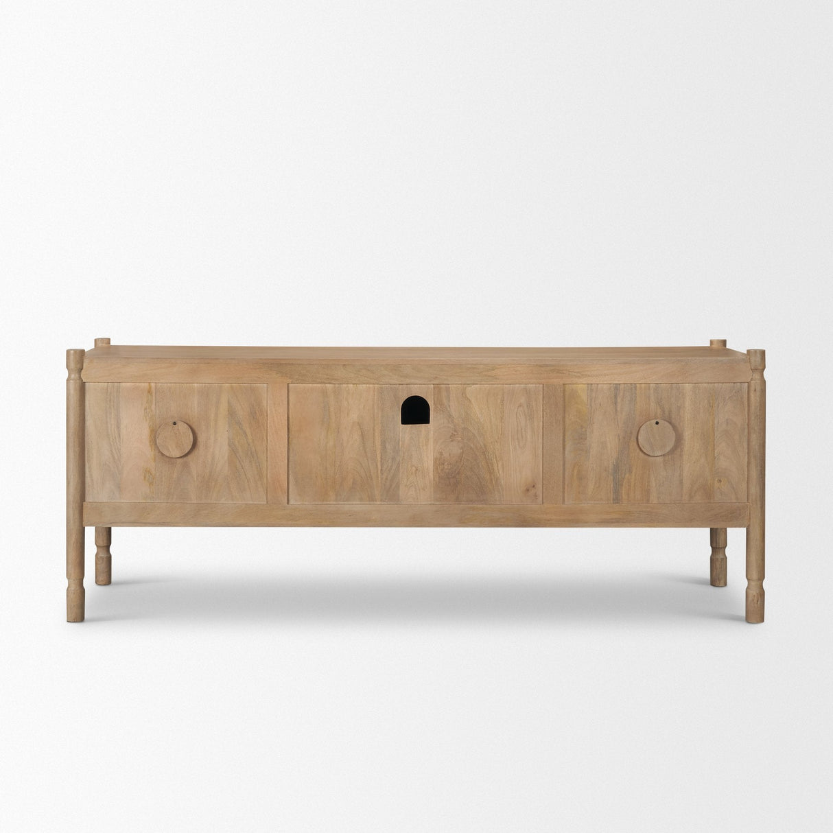 Phil Light Brown Wood 2 Door 1 Drawer w/ Pull Down Media Console by Mercana at Eve Furniture