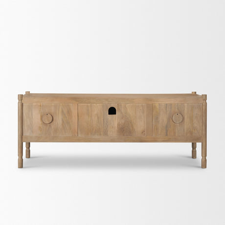 Phil Light Brown Wood 2 Door 1 Drawer w/ Pull Down Media Console by Mercana at Eve Furniture