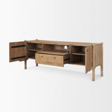 Phil Light Brown Wood 2 Door 1 Drawer w/ Pull Down Media Console by Mercana at Eve Furniture