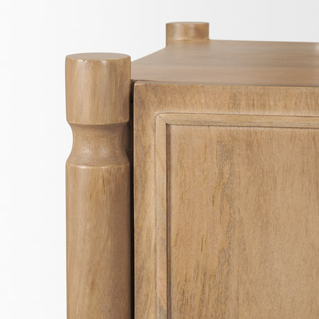 Phil Light Brown Wood 2 Door 1 Drawer w/ Pull Down Media Console by Mercana at Eve Furniture