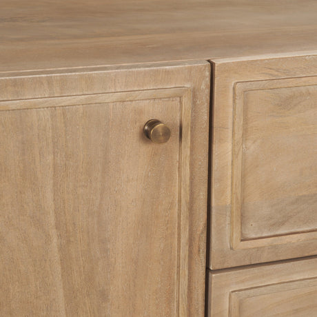 Phil Light Brown Wood 2 Door 3 Drawer Closed Sideboard by Mercana at Eve Furniture