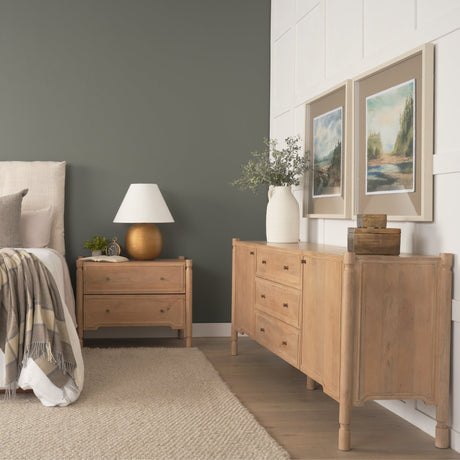 Phil Light Brown Wood 2 Door 3 Drawer Closed Sideboard by Mercana at Eve Furniture