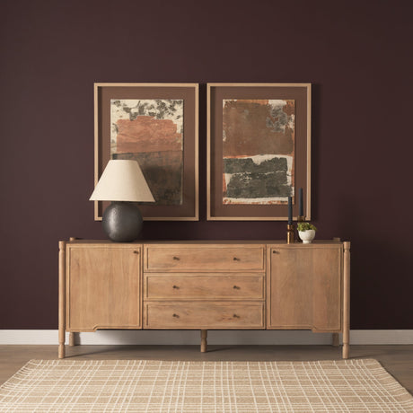 Phil Light Brown Wood 2 Door 3 Drawer Closed Sideboard by Mercana at Eve Furniture