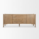Phil Light Brown Wood 2 Door 3 Drawer Closed Sideboard by Mercana at Eve Furniture