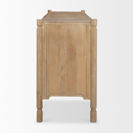 Phil Light Brown Wood 2 Door 3 Drawer Closed Sideboard by Mercana at Eve Furniture