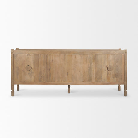 Phil Light Brown Wood 2 Door 3 Drawer Closed Sideboard by Mercana at Eve Furniture