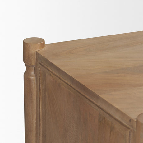 Phil Light Brown Wood 2 Door 3 Drawer Closed Sideboard by Mercana at Eve Furniture