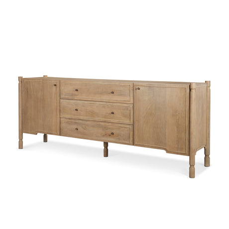 Phil Light Brown Wood 2 Door 3 Drawer Closed Sideboard by Mercana at Eve Furniture