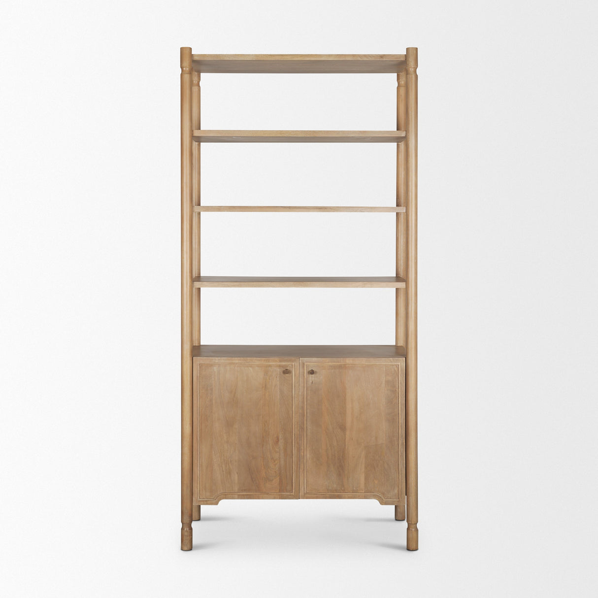 Phil Light Brown Wood 2 Door 3 Shelves Open Shelving Unit by Mercana at Eve Furniture