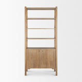 Phil Light Brown Wood 2 Door 3 Shelves Open Shelving Unit by Mercana at Eve Furniture