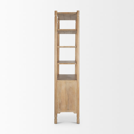 Phil Light Brown Wood 2 Door 3 Shelves Open Shelving Unit by Mercana at Eve Furniture