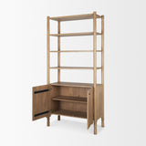 Phil Light Brown Wood 2 Door 3 Shelves Open Shelving Unit by Mercana at Eve Furniture