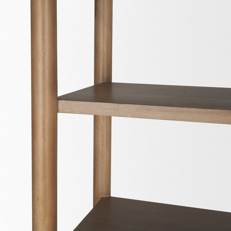 Phil Light Brown Wood 2 Door 3 Shelves Open Shelving Unit by Mercana at Eve Furniture