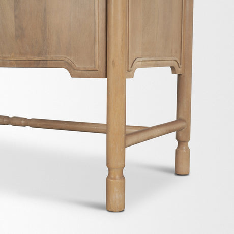 Phil Light Brown Wood 2 Door Bar Cabinet by Mercana at Eve Furniture