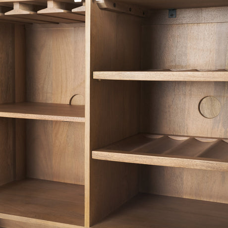 Phil Light Brown Wood 2 Door Bar Cabinet by Mercana at Eve Furniture