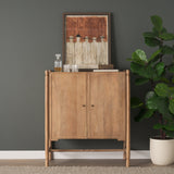 Phil Light Brown Wood 2 Door Bar Cabinet by Mercana at Eve Furniture