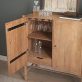 Phil Light Brown Wood 2 Door Bar Cabinet by Mercana at Eve Furniture